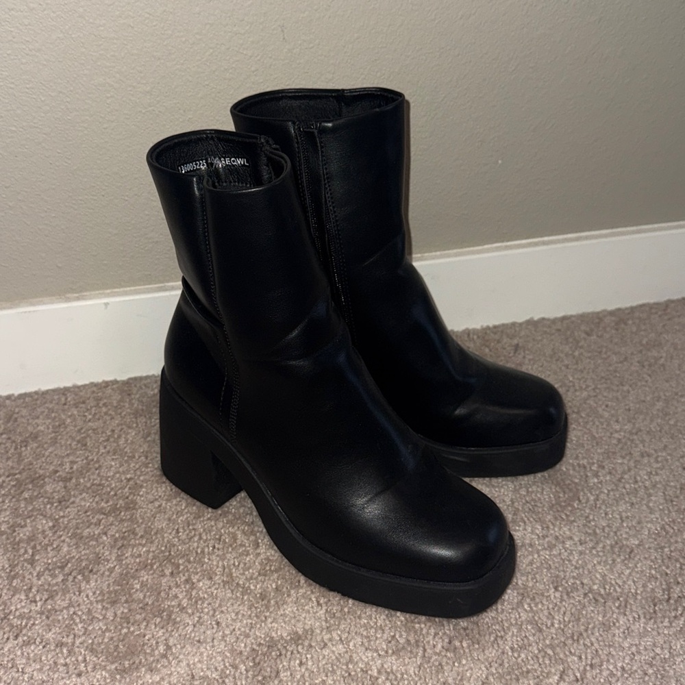 Black fall platform booties 9